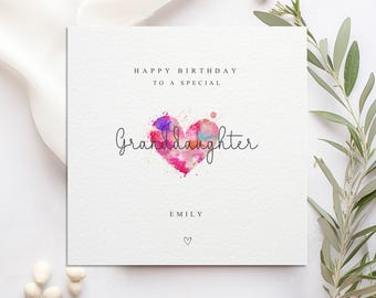 Personalised Granddaughter Birthday Card I Happy Birthday I her I Any age I Luxury