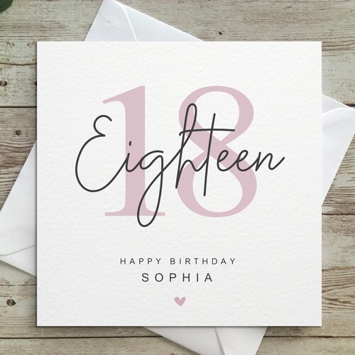 Personalised 18th Birthday Card Eighteen Card for Her Card - Etsy UK