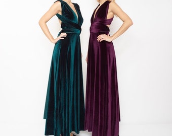 Velvet Bridesmaid Dress Infinity long Dress Convertible Dress Velvet Dress Prom Dress Velvet Wedding Dress Cocktail Dress Made In USA.