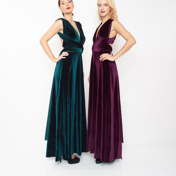 Velvet Bridesmaid Dress Infinity long Dress Convertible Dress Velvet Dress Prom Dress Velvet Wedding Dress Cocktail Dress Made In USA.