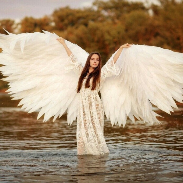 Angel Wings costume, Christmas day costume - Wings photo prop -wedding dress - white wings - wings for adult