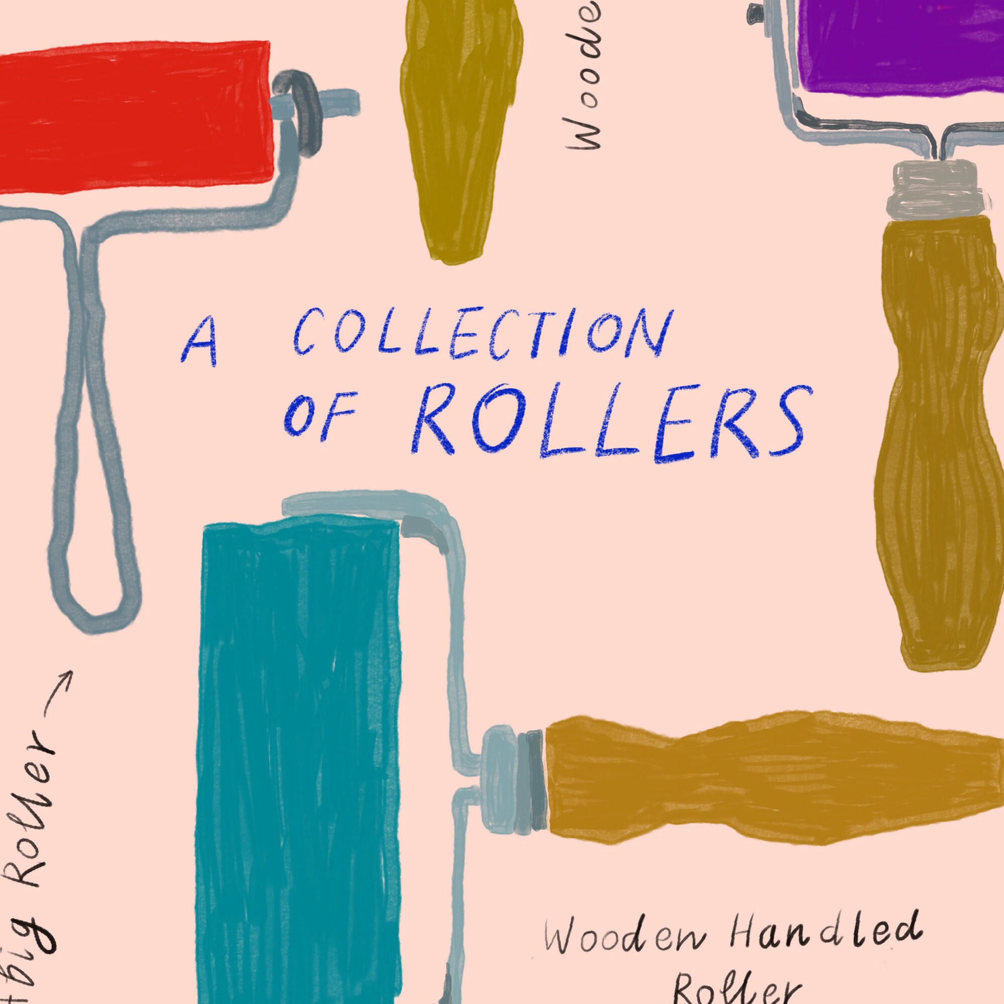 Linocut Rollers Art Print, Ink Rollers Illustration, Artist Tools
