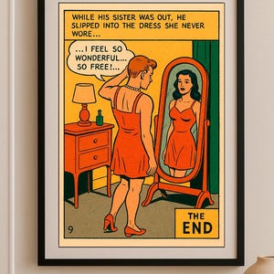 4-Piece Vintage Comic Art Print Set - Retro Poster Queer Gay Art  Wall Art Lesbian Poster Gay Gift  LGBTQ Trans