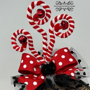Red & White Candy Cane Swirly Fascinator/Headband/Headpiece - Christmas/Holiday/Whimsical/Grynch/Cindy/Hooville/Green Monster/Jingle bells