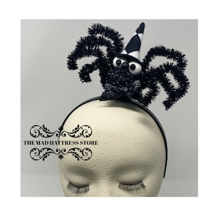 Poseable Hairy Spider - Headband/Fascinator/Headpiece - Assorted - Witch Hat/Top Hat - Spider witch/spider top hat/Halloween/Party/Whimsical