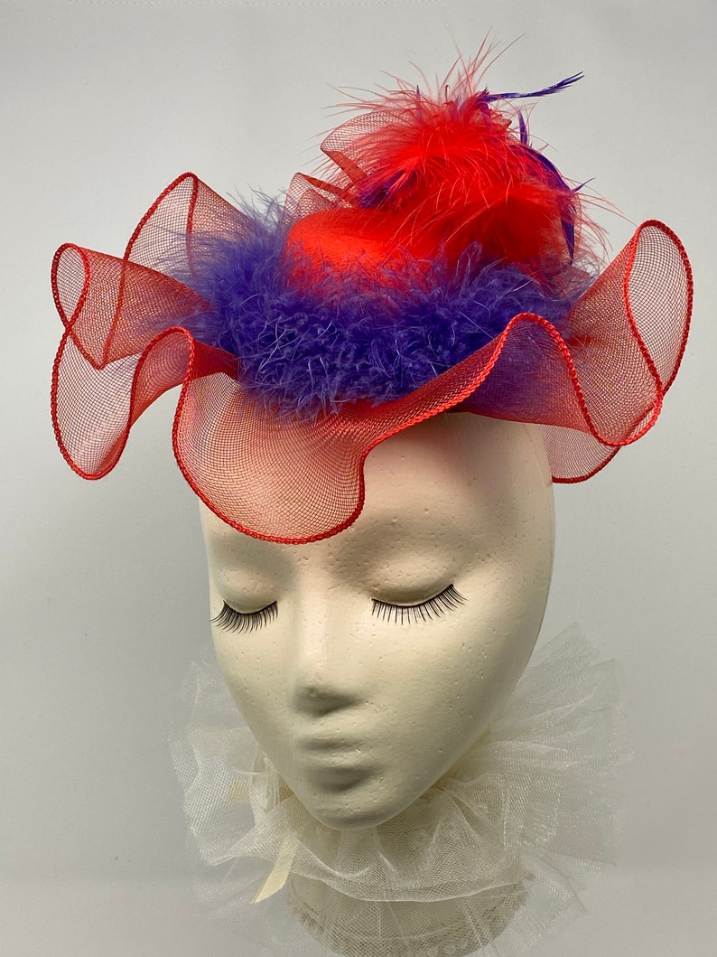 Red Hat Society Fascinator/hat/hair Clips Red/purple/rhs/red Etsy
