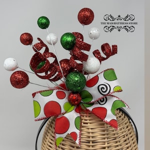 Red/White/Green Swirly Headband/Headpiece/Fascinator - Christmas/Holiday/Whimsical/Hooville/Grynch/Cindy/Candy Land/Party/Photo Prop