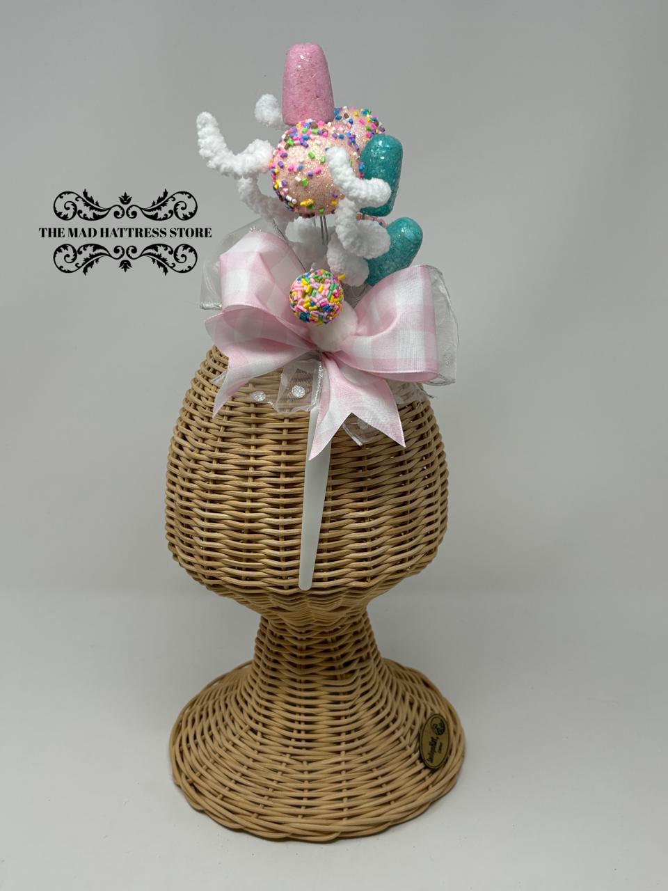 Pink Swirly Candy Headband/Fascinator/Headpiece