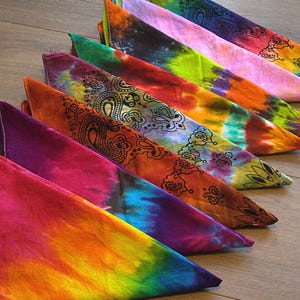 RESTOCKED NEW COLORS | Tie Dye Bandana 21x21" | Hand Dyed | Dog Collar Handkerchief Scarf