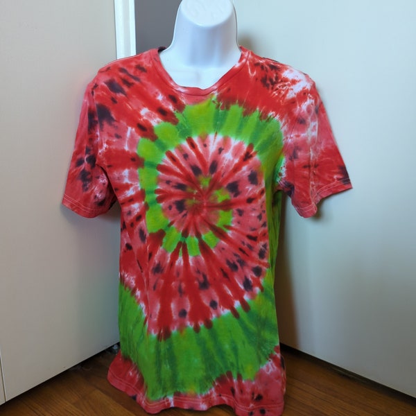 Tie Dye T-shirt Watermelon Spiral Adult Crewneck V-Neck Small Medium Large XL 2XL 3XL Handmade Tie Dye Tshirt Crew Vneck Plus Size Summer