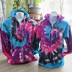 Galaxy Spiral Tie Dye T-Shirts Long Sleeve Sweatshirts Hoodies  S-2XL 3XL Plus Size - Hand Dyed Made to Order - Outer Space Black Tie Dye