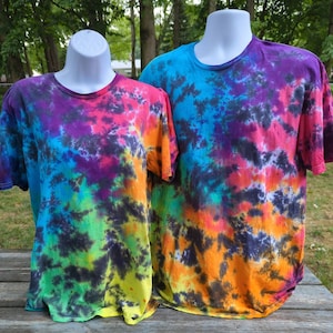 Midnight Rainbow Tie Dye Handmade Unique T-Shirts Long Sleeve Sweatshirts Hoodies  S-2XL 3XL Plus Size - Hand Dyed Handmade - Made to Order