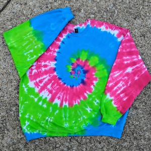 Happy Daze Tie Dye - T-Shirts Long Sleeve Sweatshirts Hoodies  S-2XL 3XL Plus Size - Hand Dyed - Made to Order - Festival Everyday Wear Gift