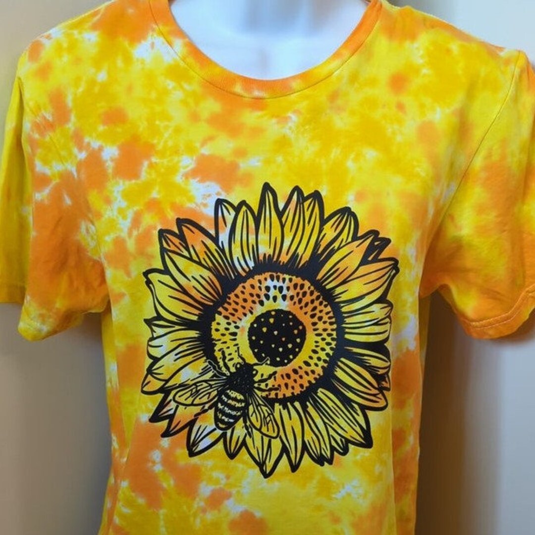 Sunflower Bee Tie Dye Shirt Short Sleeve Ready to Ship Arrives Quickly ...