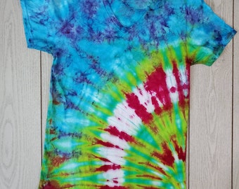Medium V-Neck Tie Dye T-Shirt Multiple Styles VNeck Med Handmade Tie Dye Tshirt Gift Ready to Ship Cotton Rainbow Unique