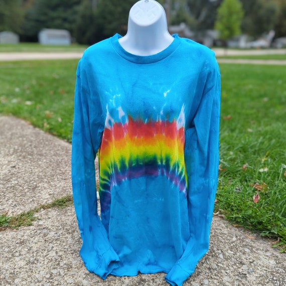 Rainbow Arch Tie Dye Handmade Unique T-shirts Long Sleeve S-2XL  