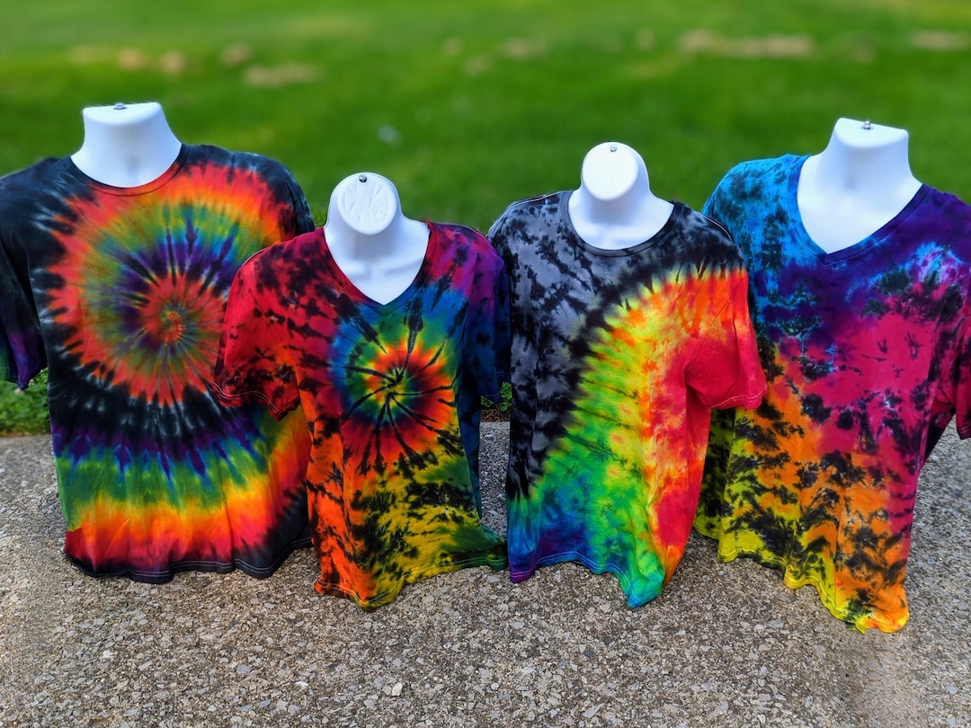 Black Rainbow Tie Dye | Spiral Wave | Tanks T-Shirts Long Sleeve Sweatshirts Hoodies | Plu