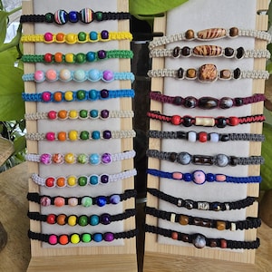 Hand-Tied Adjustable Beaded Hemp Bracelets | One-of-a-Kind Boho Jewelry | Gift for Men, Women, Pride, Rainbow, Neutral Styles Wearable Art
