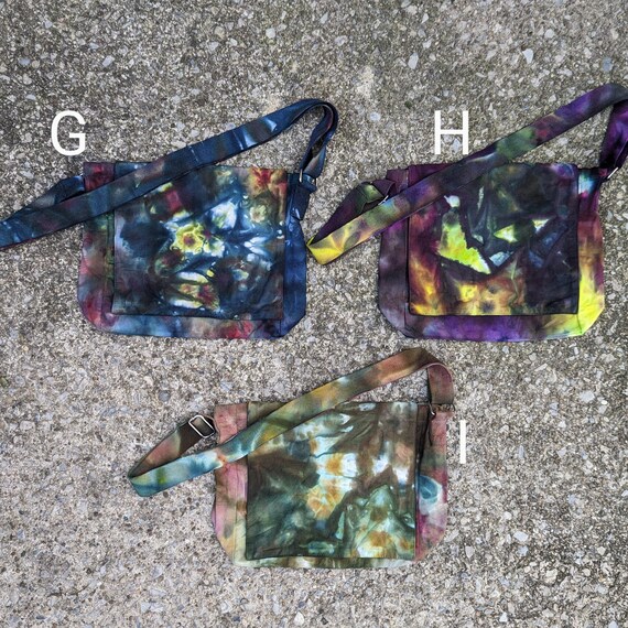 Tie Dye Messenger Bag With Adjustable Strap Ice Dyed Rainbow Gift