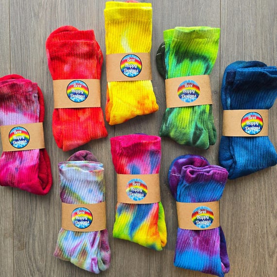 Unisex Tie Dye Socks Adult Ice Dyed Socks - Rainbow - Earthy - Bright