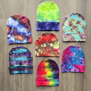 Ice Dyed Tie Dye Beanie Slouch Winter Hat for Adults