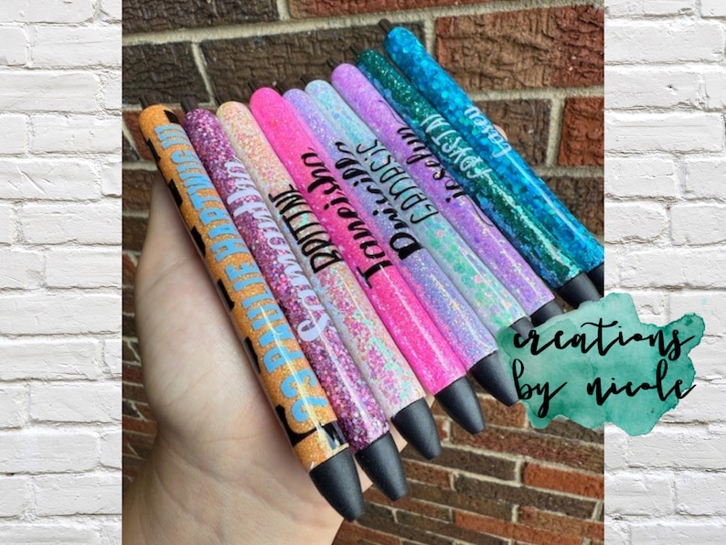 Glitter GEL Pens Inkjoy Gel Pens 0.7 Personalized Inkjoy Custom Epoxy Resin Customized Bullet Dot Journaling Easter Basket Valentine's Day image 2
