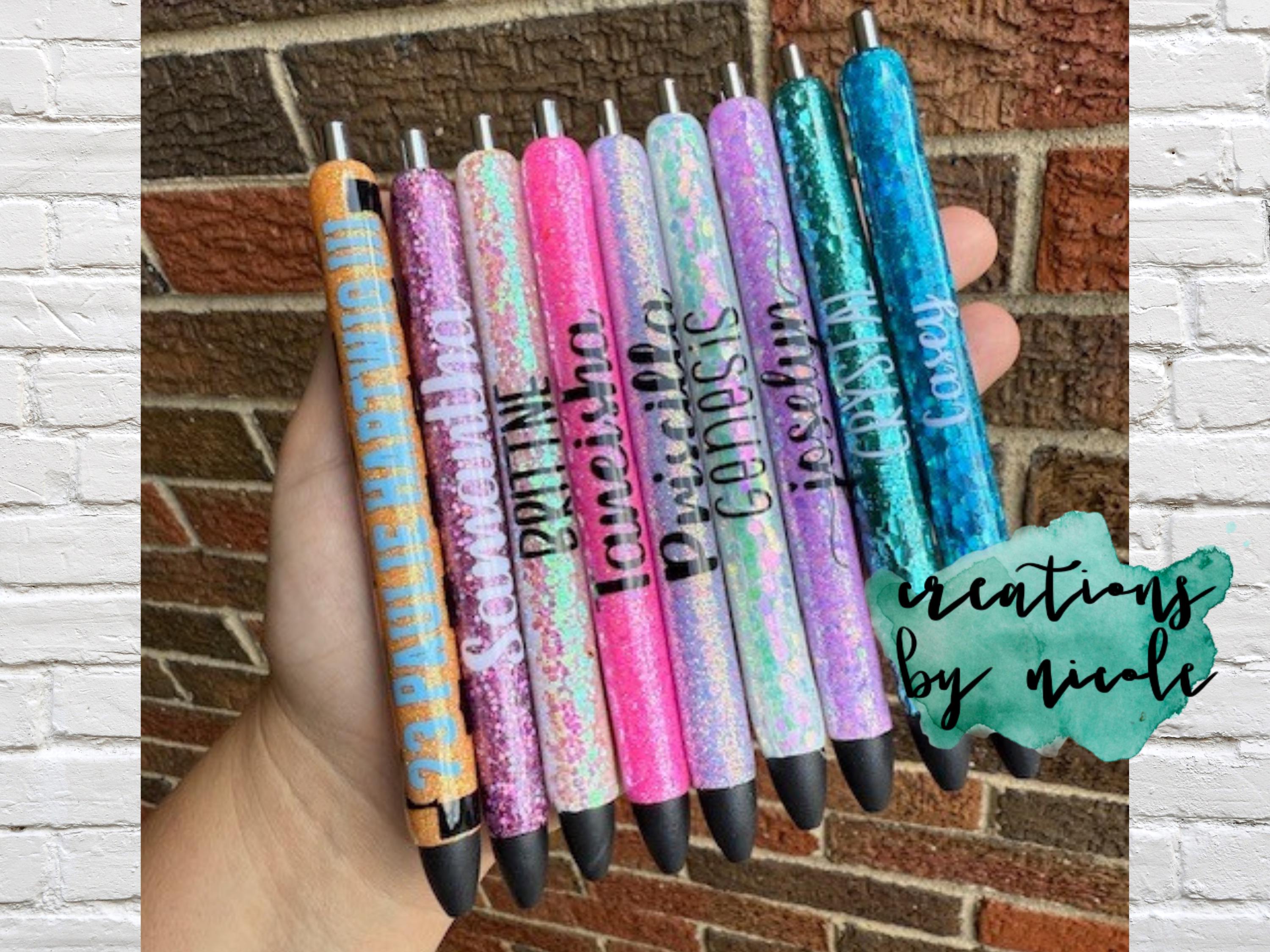 Glitter GEL Pens Inkjoy Gel Pens 0.7 Personalized Inkjoy Custom Epoxy Resin Customized Bullet Dot Journaling Christmas Xmas Gift for Her