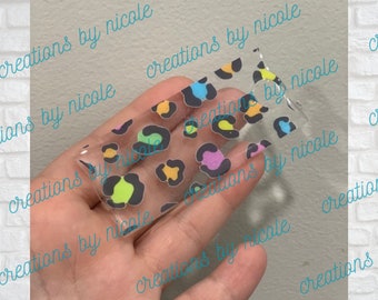 Rainbow Leopard Tumbler Topper: Acrylic Cup Tag for 40 oz Tumbler