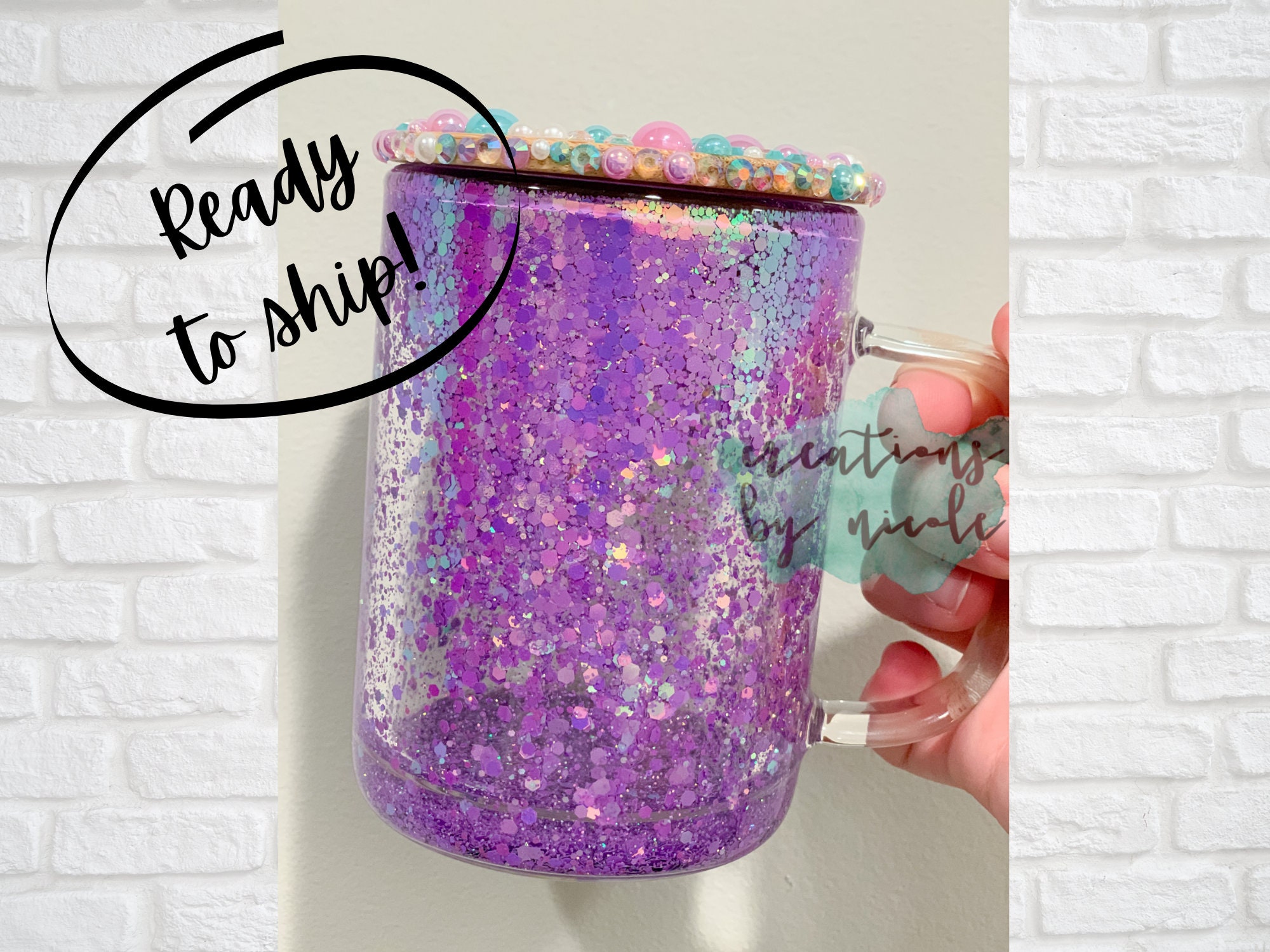 Shimmery 16oz Libbey Cup with Acrylic/Bling Lid