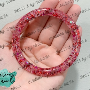 Epoxy Resin Bangle Keychain: Glitter Key Ring, Bag Charm (2.5 inch)