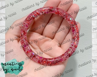 Epoxy Resin Bangle Keychain: Glitter Key Ring, Bag Charm (2.5 inch)