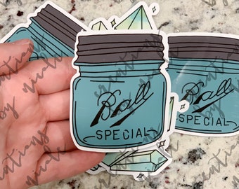Ball Jar Sticker: Hand Drawn Water Resistant Decal