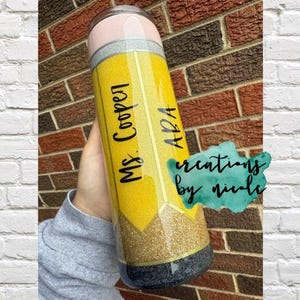 Glitter Pencil Tumbler Teacher Appreciation Gift Idea Teacher Cup Gifts for School Personnel Staff Educators Education Gift Valentine's Day