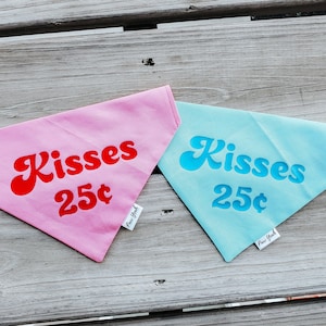 Kisses 25 Cents | Dog Bandana - Valentine&#39;s Day Dog Scarf
