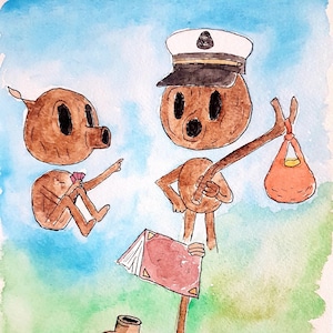Woodman Hilda artwork | TV show | Netflix Cartoon | Print Unframed | Watercolour illustration | Woodman Print | Fantasy Character