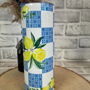 Mediterranean Lemon Stainless Steel Tumbler, Cyprus Tile, 20 oz