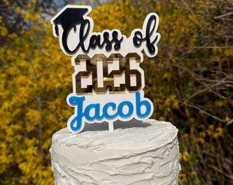 Class of 2026 personalized graduation acrylic cake topper