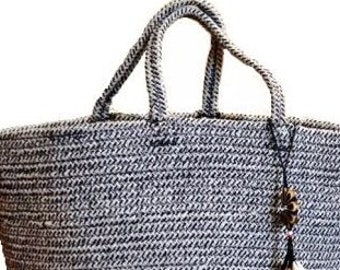 Unique Handbag-Beach bag-market basket Bag-summer tote-Woven shoulder bag-cotton rope craft-essential-women fashion accessory,valentine gift