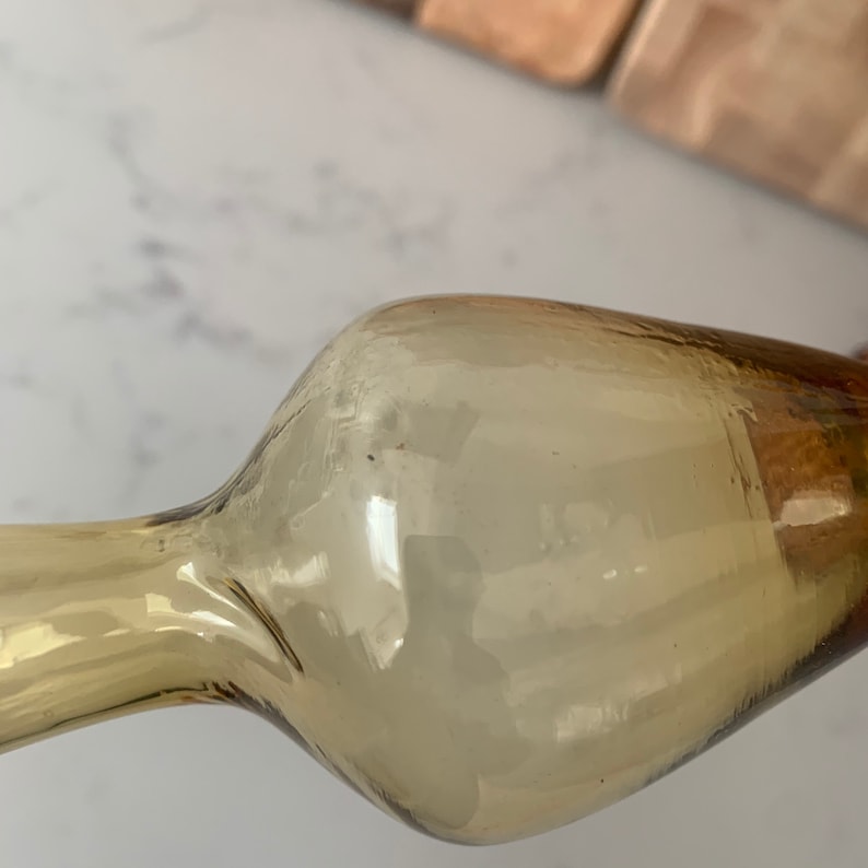 Amber Orange Delicate Small Glass Bud Vase With Clear Twisted Stem
