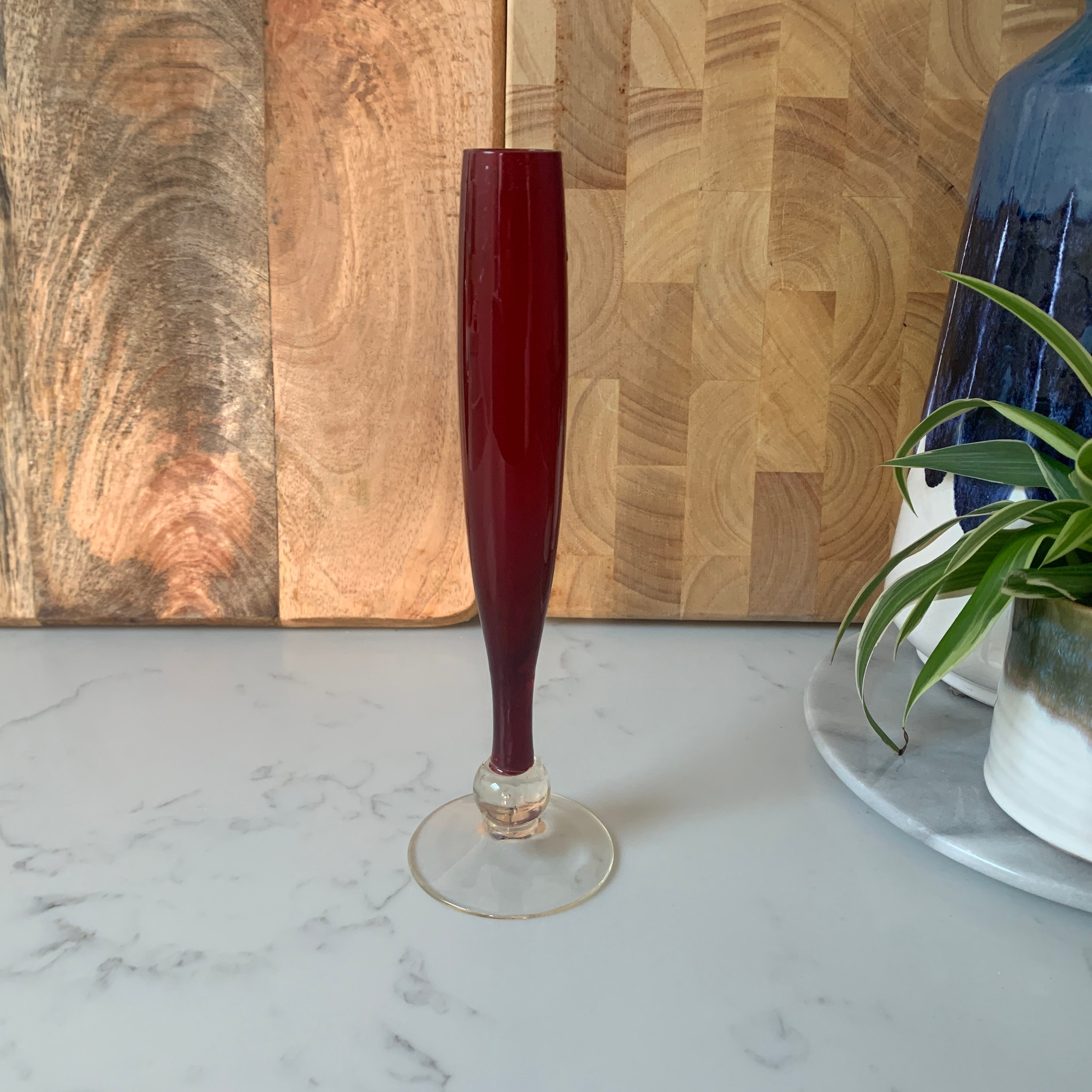 Vintage Red & Clear Art Glass Bud Vase C1960s - Etsy