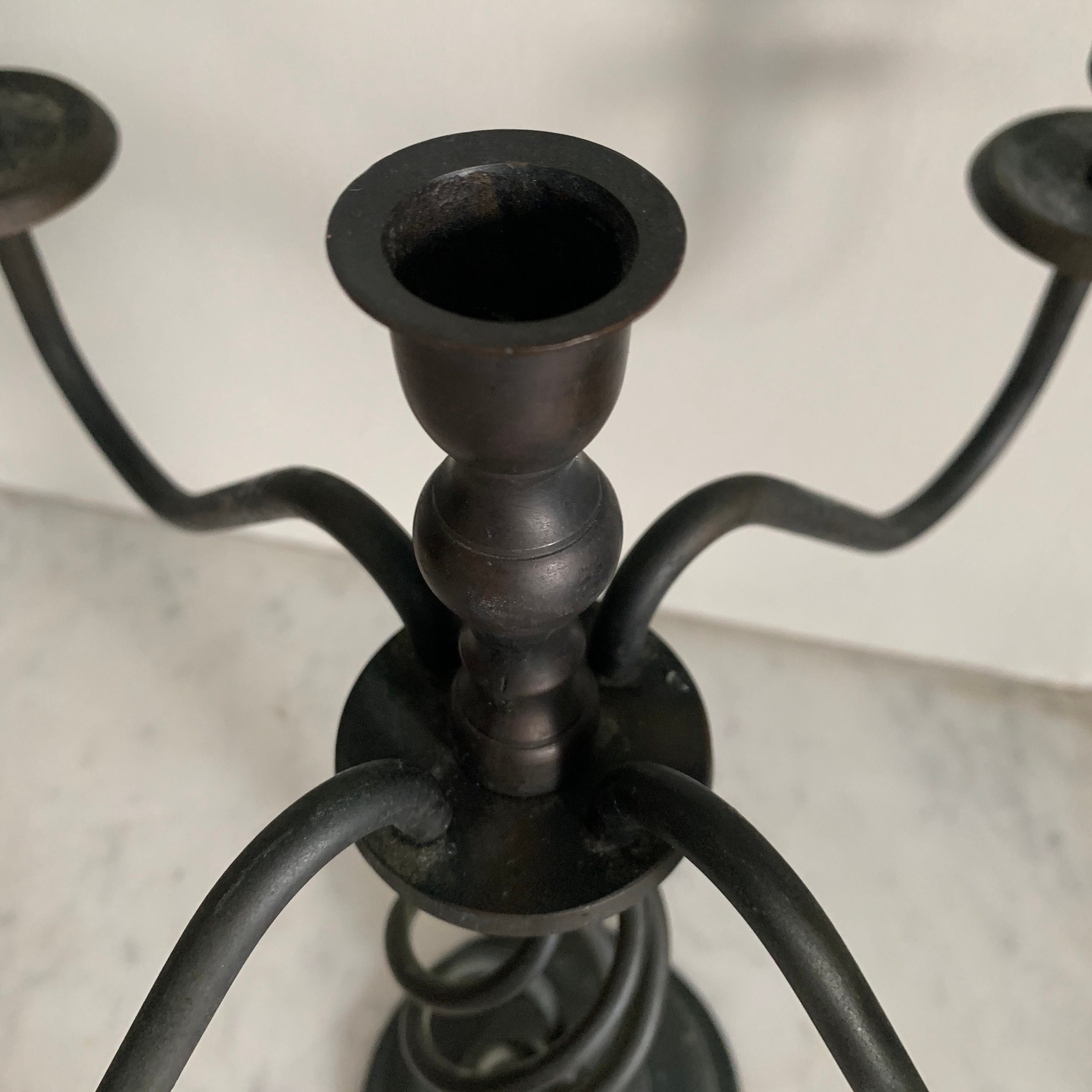 Vintage negro metal candelabra 5 taper candelabro candelabro Etsy
