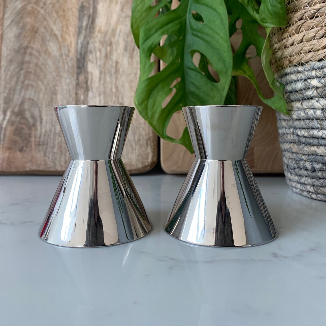 Double Ended MCM Heavy Silver Candle Holders Etsy