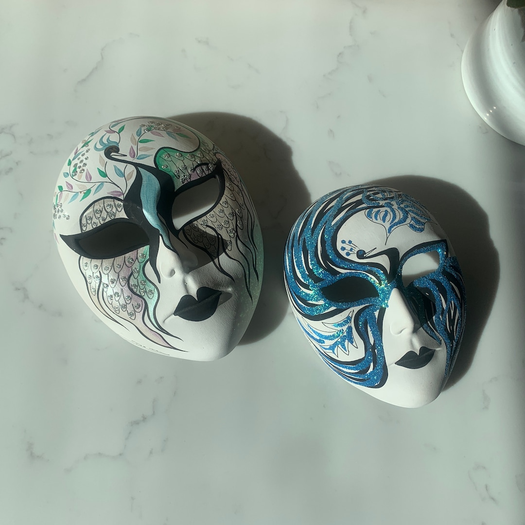Style Wall Masks, Signed by Artist Hand Painted Ceramic Masks