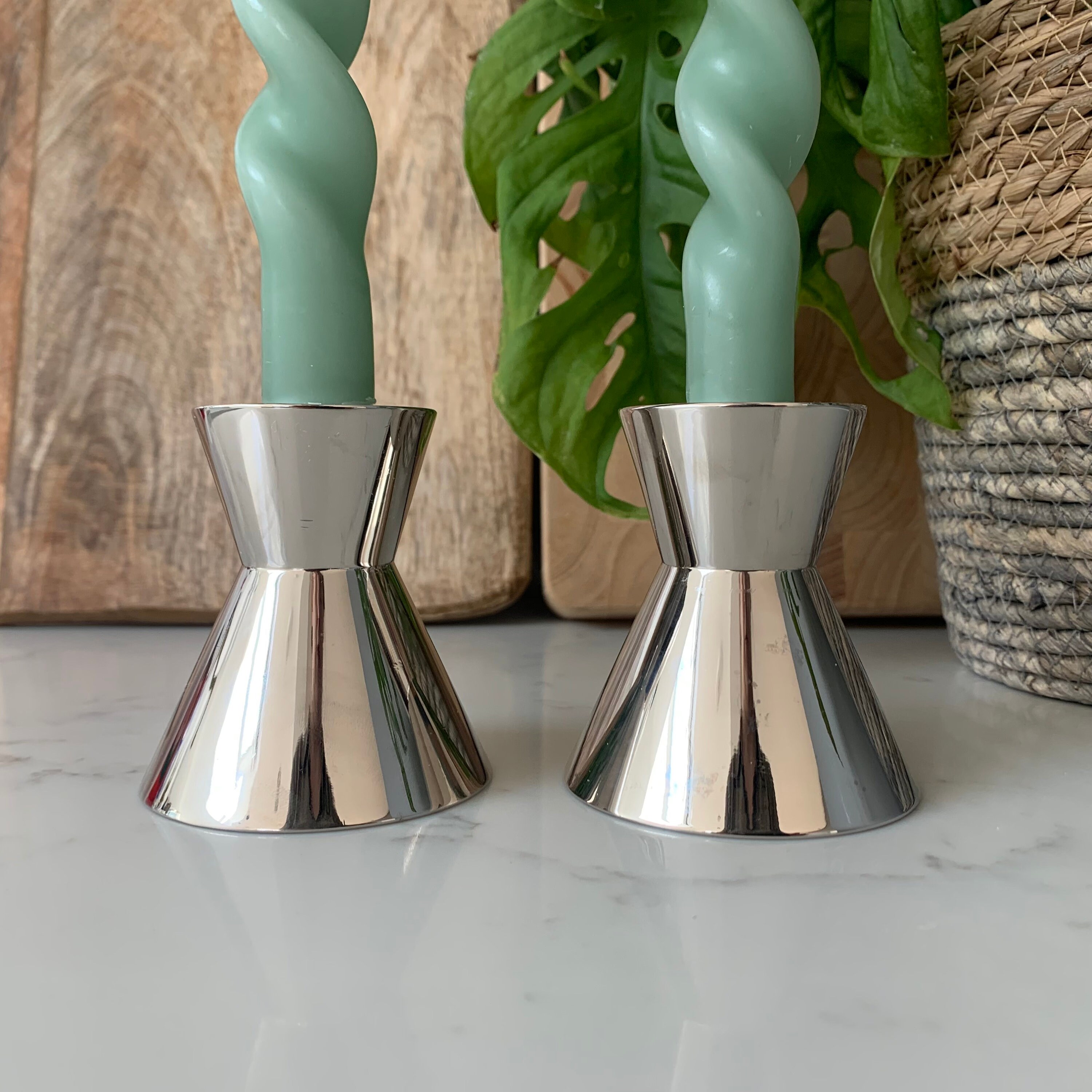 Double Ended MCM Heavy Silver Candle Holders Etsy