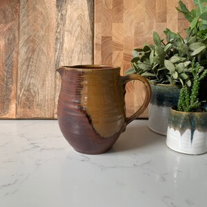 Gérald Pott French Studio Pottery Jug: Hand-Thrown Brown Glaze Ceramic
