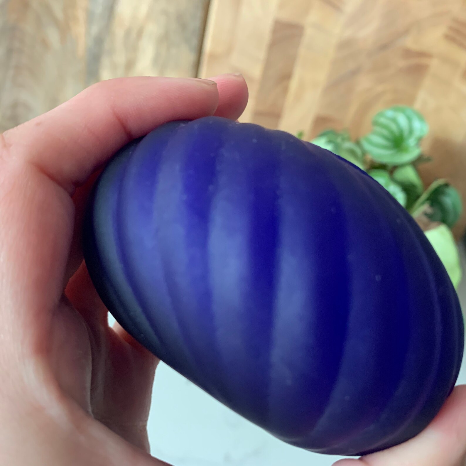 Glass Taper Candle Holder in Cobalt Blue With Ribbed Design Etsy UK