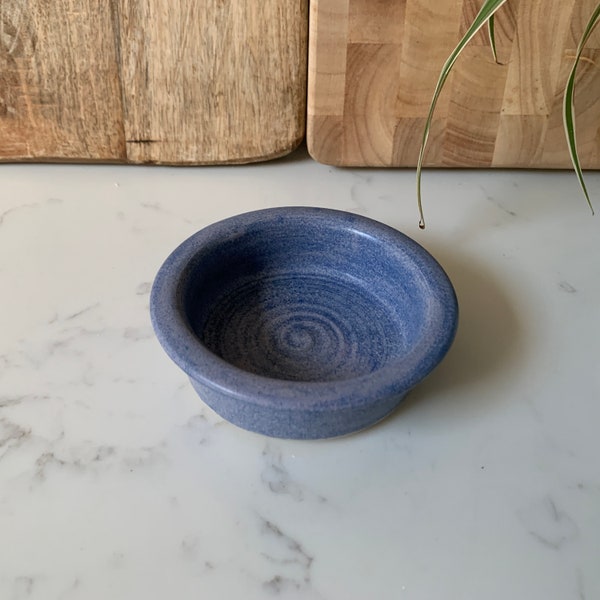 Blue Glaze Hand Thrown Studio Pottery Dish, By Glynn Ward, Birkenhead Park Pottery Small Trinket Bowl Or Ring Dish