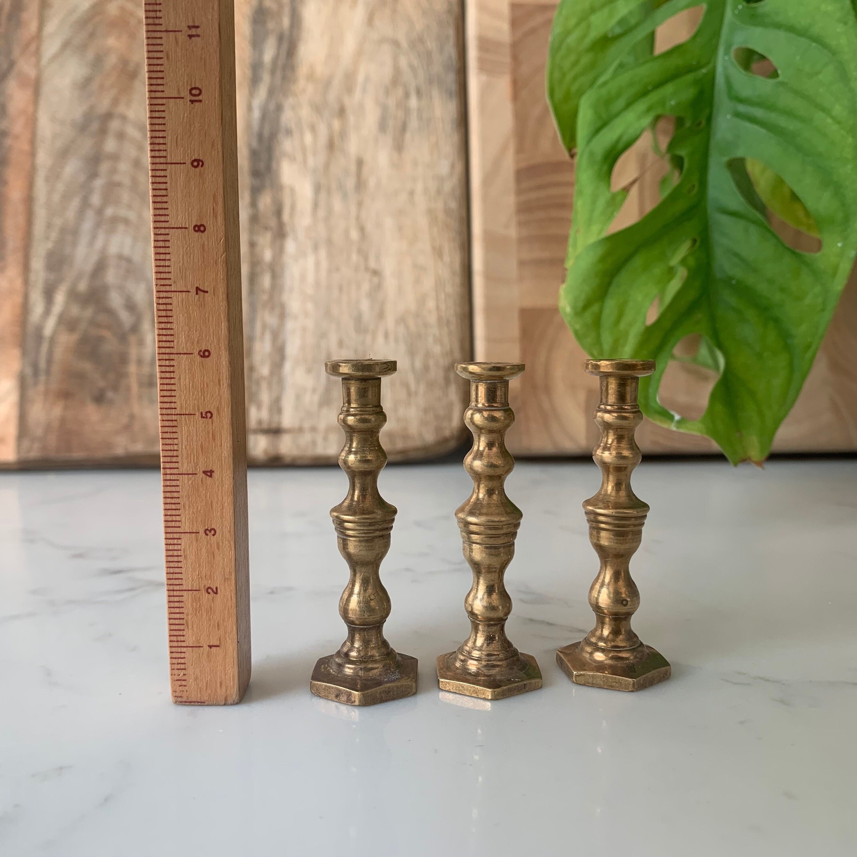 Small Brass Candle Holder for Thin Candles - Mini Brass Candlestick, Tiny  Stand