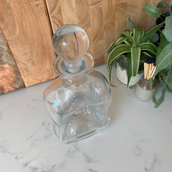 Holmegaard Cluck Cluck Decanter Bottle, Clear Glass, Designed By Jacob Bang, Mid-Century Glass 1950s