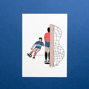 Carte postale / Illustration – Michel Platini, 27 juin 1984